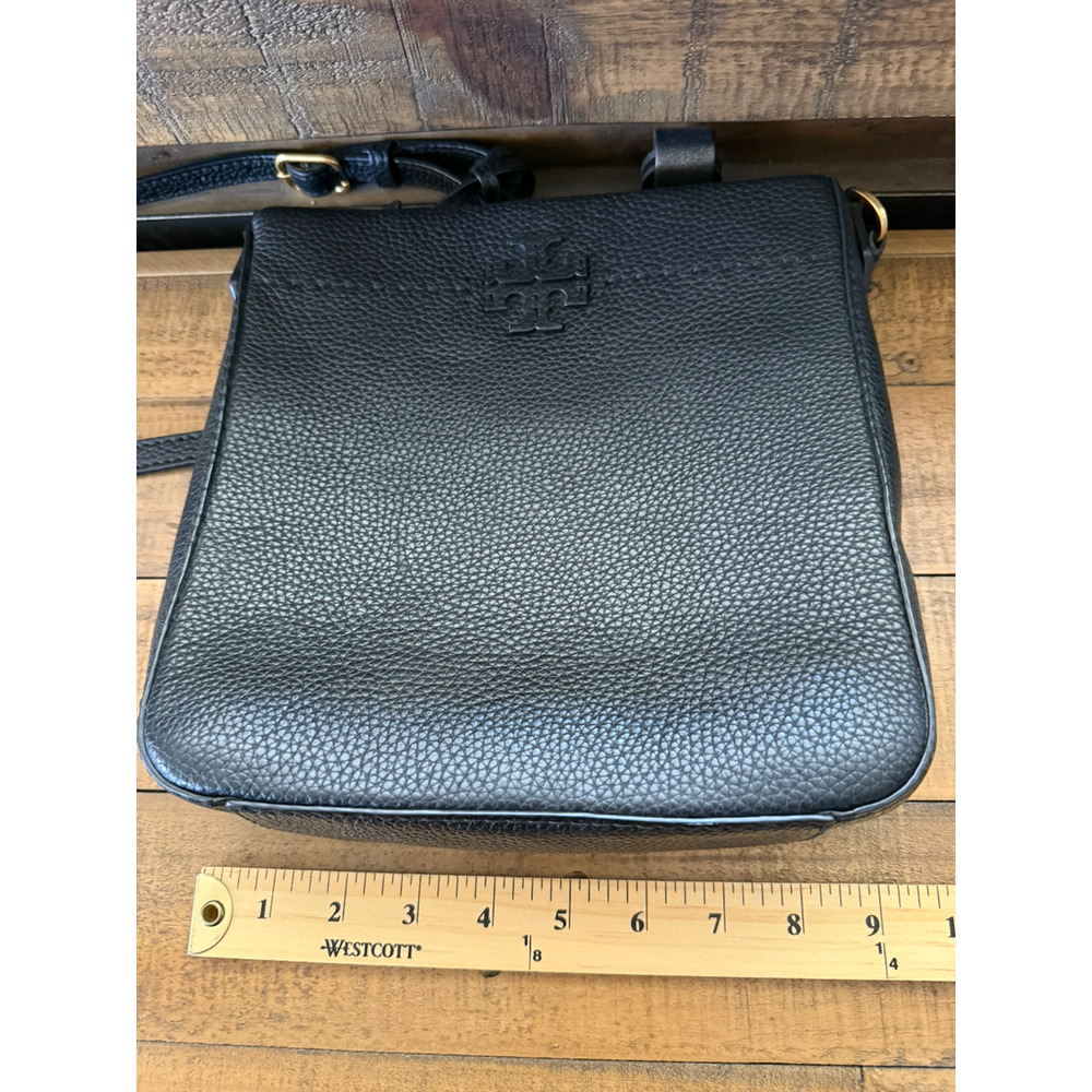 Tory Burch Crossbody Bag Womens Small Black Pebbled Leather Tassel Logo Shoulder - Picture 11 of 11